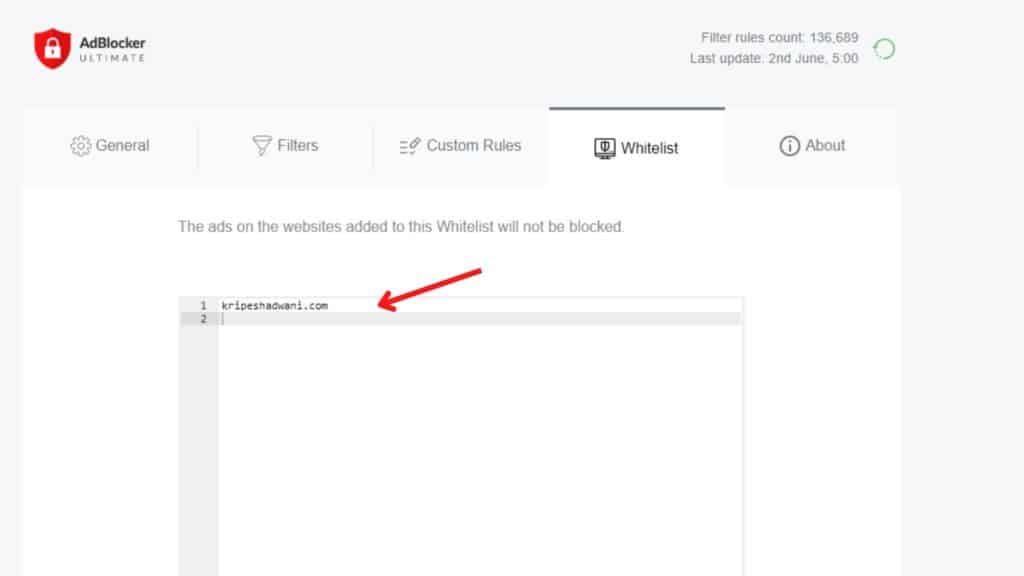AdBlocker Ultimate Whitelist