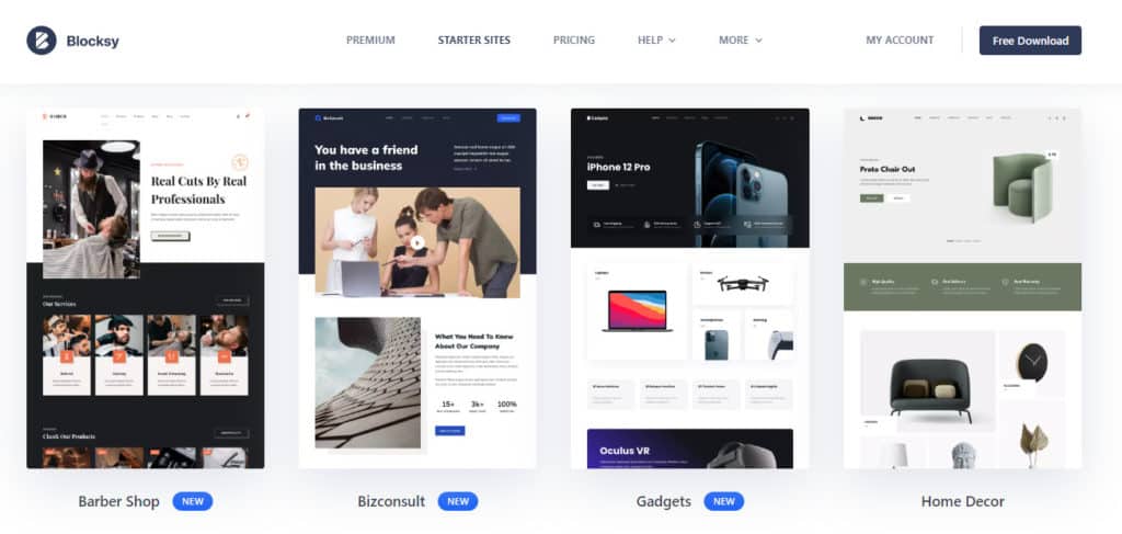 Blocksy starter templates