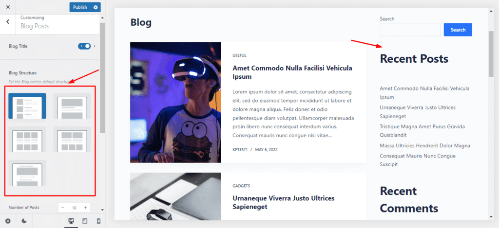 Blocksy header and footer builders