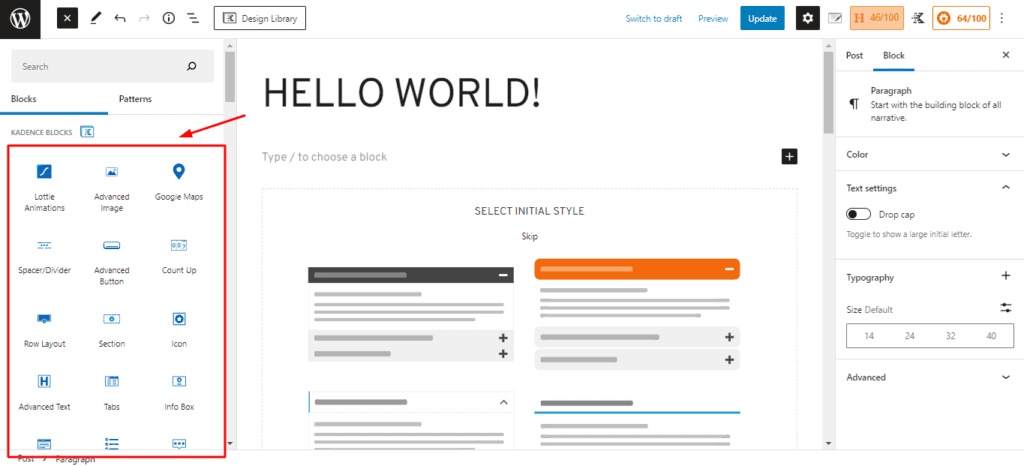 Kadence blocks for Gutenberg