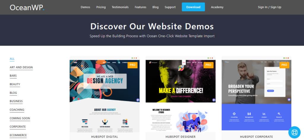 OCeanWP free templates