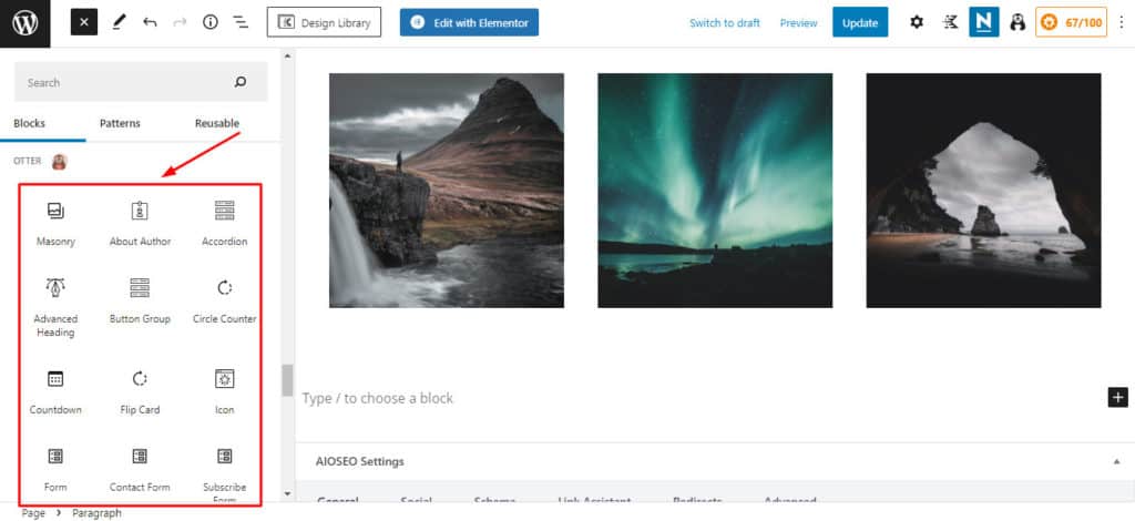 Otter block elements in Neve