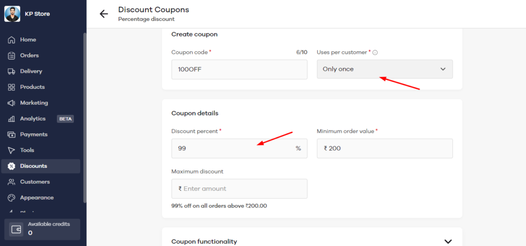 Dukaan App Review (2026) - Cheap Shopify Alternative 6 Percentage discount coupon