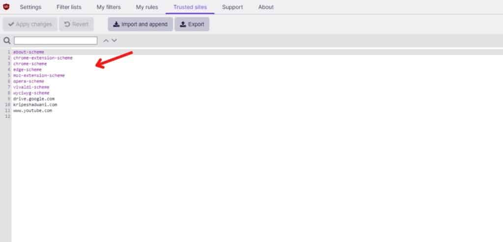 uBlock Origin Whitelisting