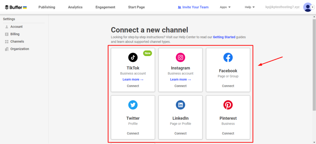 Buffer connect social channels