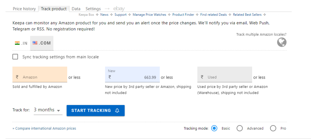 Keepa Product Tracking