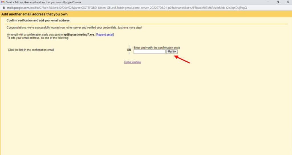 Connect Business Email to Gmail for Free (2026) - 7 Steps 10 Verify confirmation code