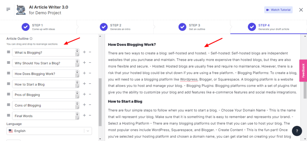 Writesonic Review (2026) - Is it Accurate & Cheap? 11 AI Article Writer Stage 4