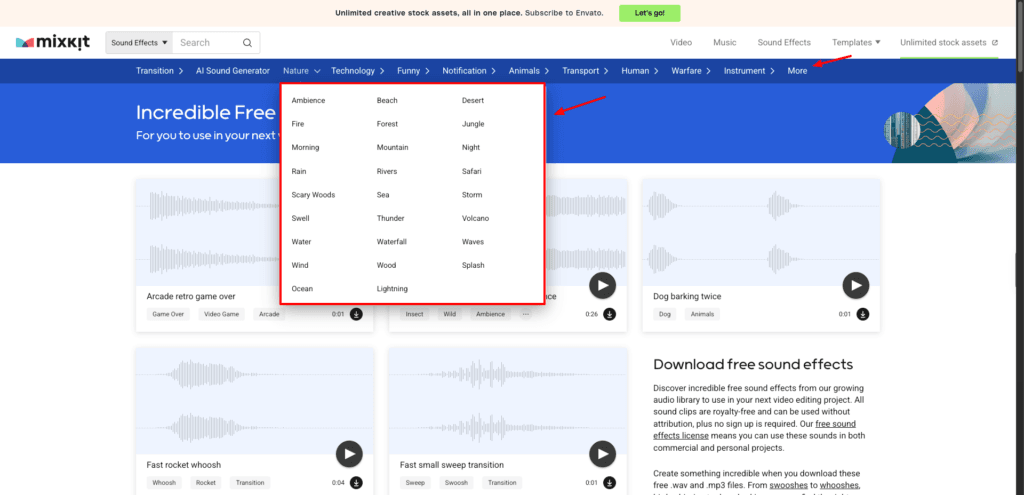 Mixkit sound effects
