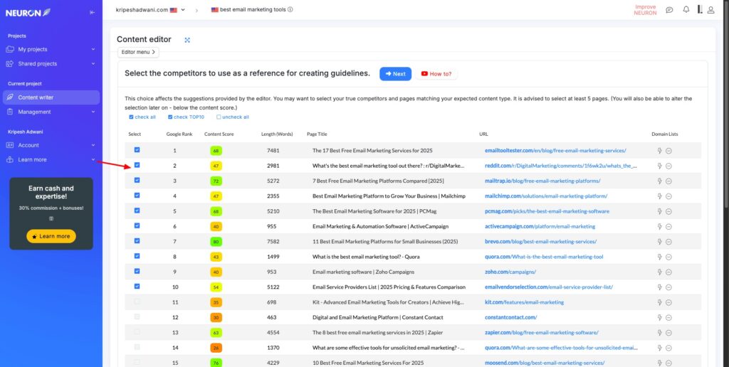 NeuronWriter Competitors
