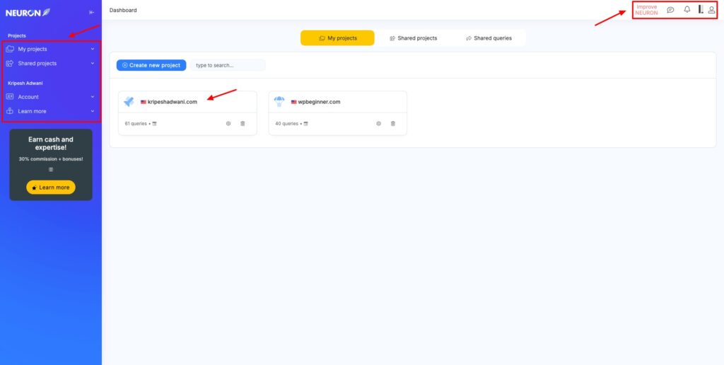 NeuronWriter user interface