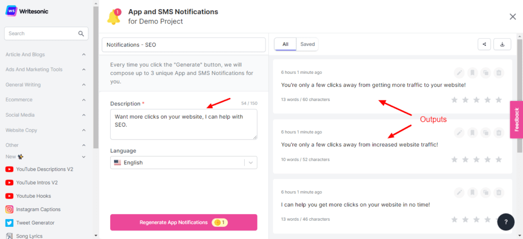 Writesonic Review (2026) - Is it Accurate & Cheap? 25 Writesonic App and SMS Notifications
