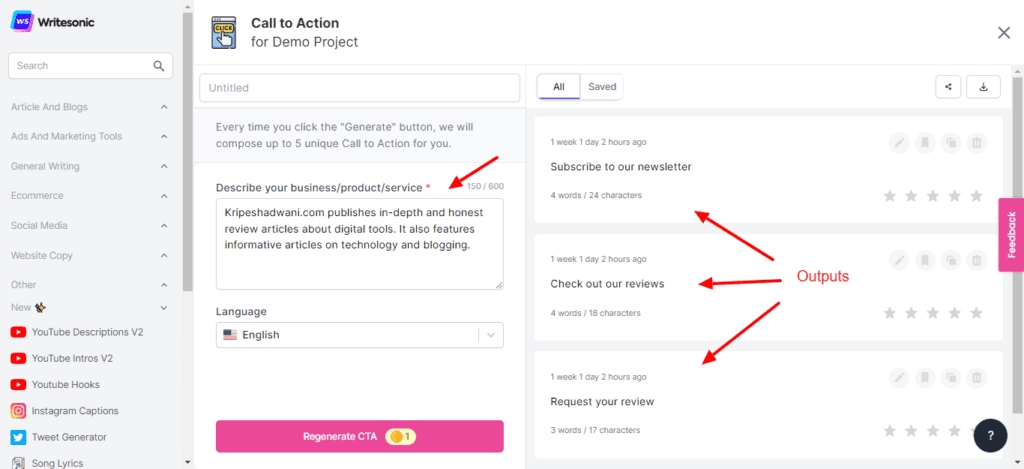 Writesonic Review (2026) - Is it Accurate & Cheap? 34 Writesonic CTA
