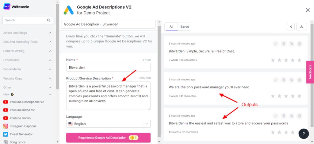 Writesonic Review (2026) - Is it Accurate & Cheap? 24 Writesonic Google Ads Descriptions