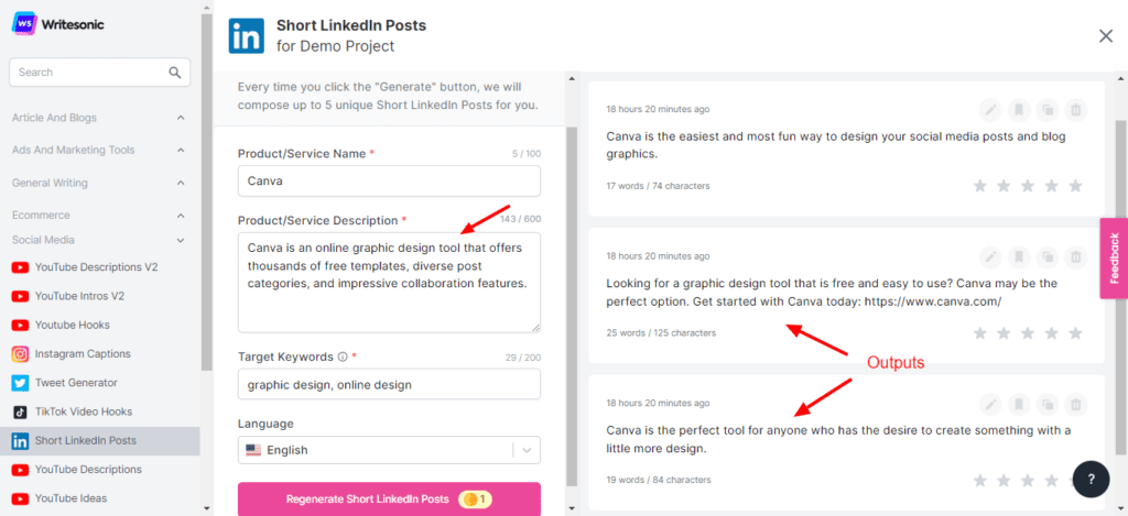 Writesonic Review (2026) - Is it Accurate & Cheap? 31 Writesonic Short LinkedIn post