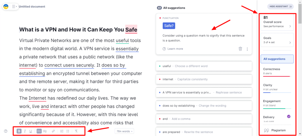 Grammarly Editor Interface