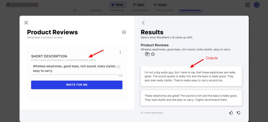 WordHero Product Reviews