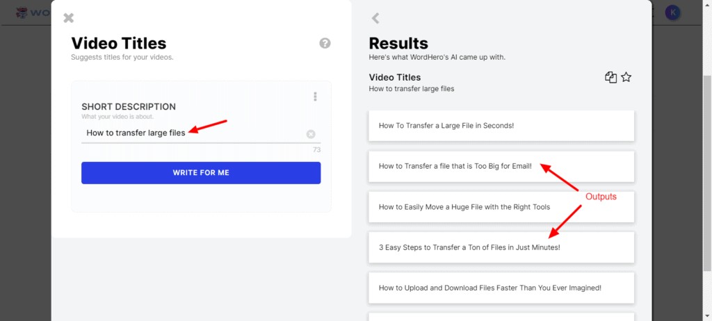 WordHero Video Titles