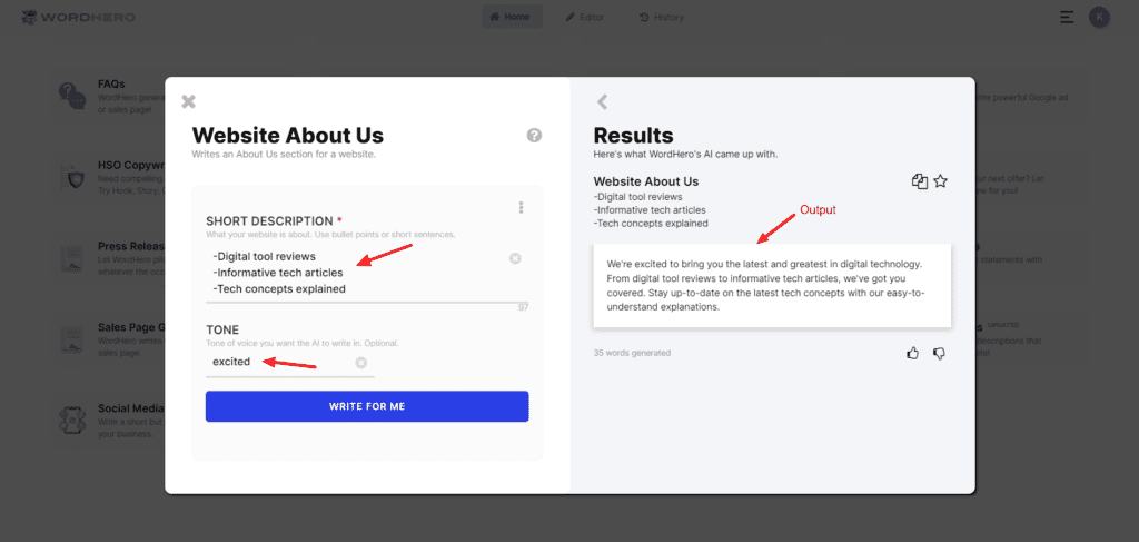 WordHero - Website About Us