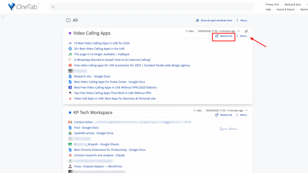 19 Best Chrome Extensions for Productivity (2026) - Get More Done 15 onetab-chrome-extension-interface