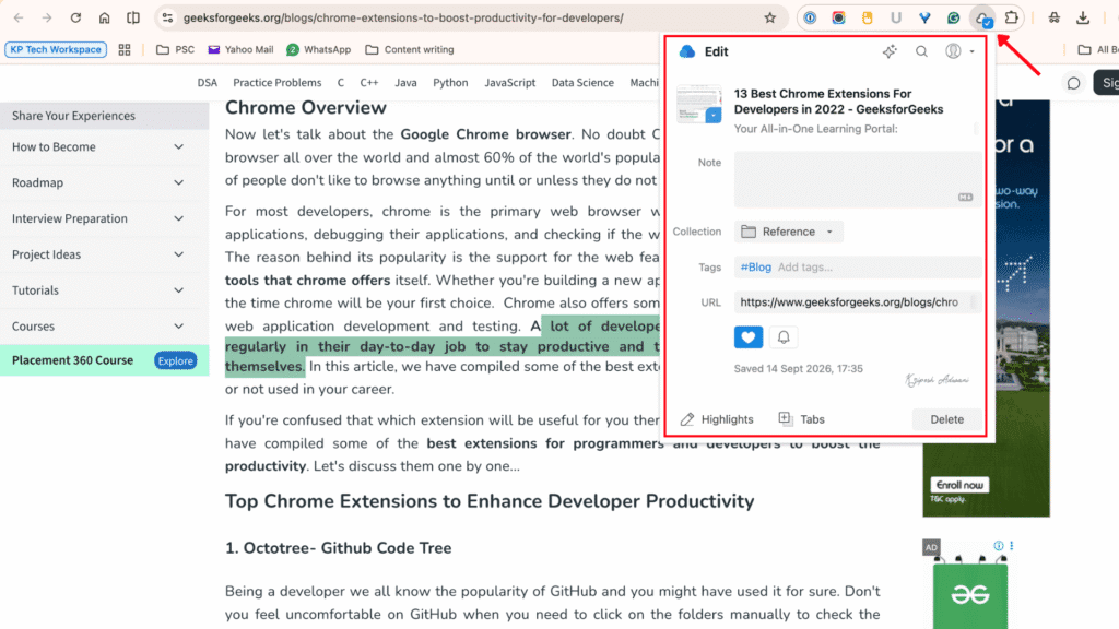 19 Best Chrome Extensions for Productivity (2026) - Get More Done 6 raindrop-io-chrome-extension-interface