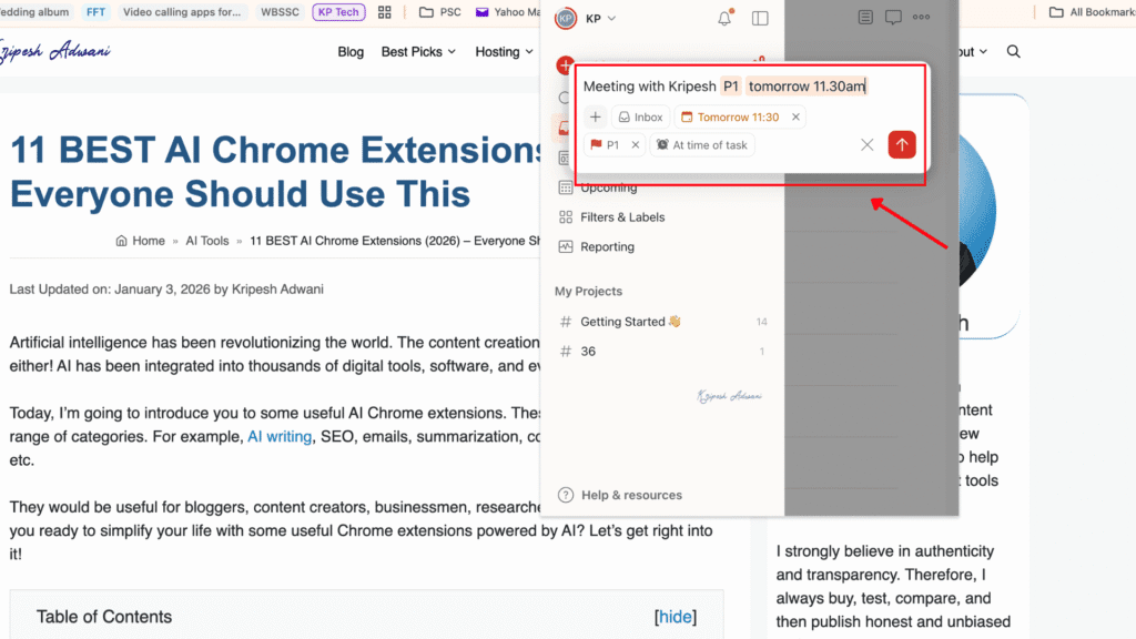 19 Best Chrome Extensions for Productivity (2026) - Get More Done 11 todoist-chrome-extension-interface