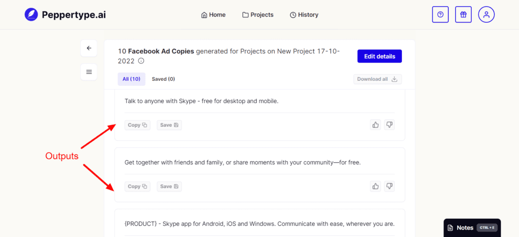 Peppertype Facebook Ad Copies