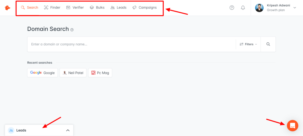 Hunter.io Review (2026) - How It Can Save Hours 2 Hunter User Interface