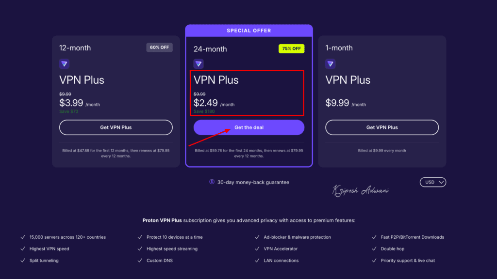 Proton VPN Black Friday Deal 2025 (Upto 75% Off) 2 Step-1_-Choose-Proton-VPN-Plan
