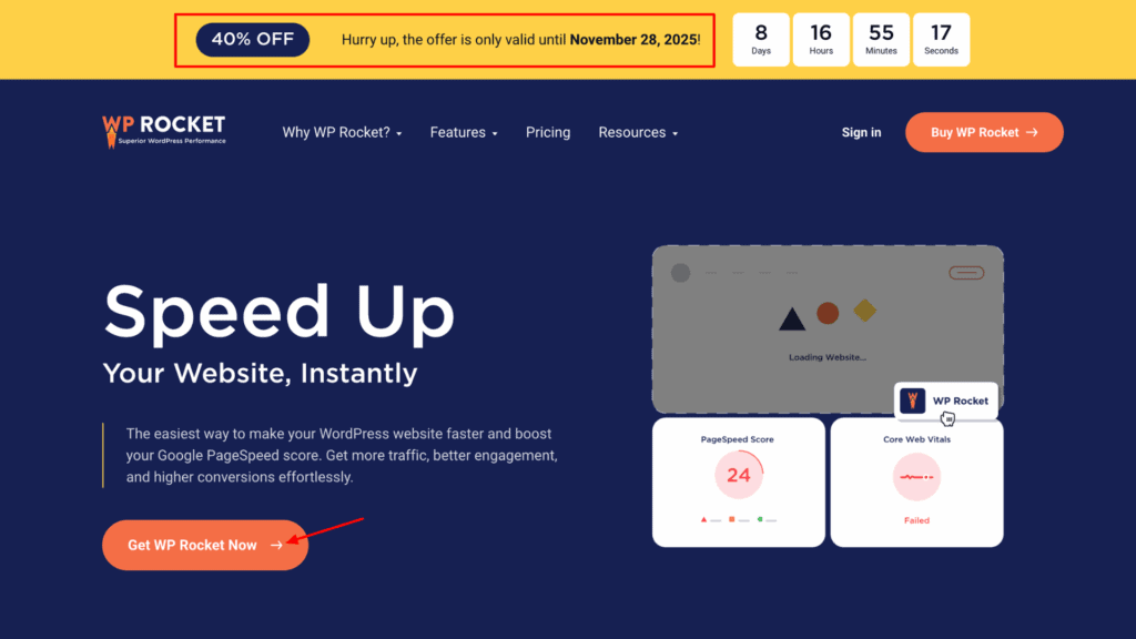 Step 1 Visit WP Rocket Website