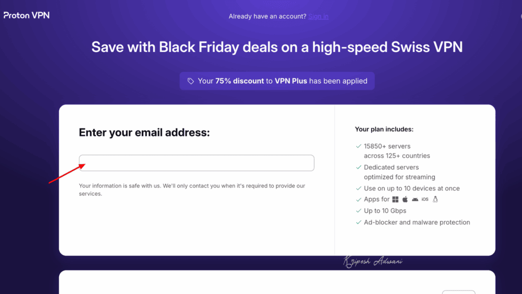 Proton VPN Black Friday Deal 2025 (Upto 75% Off) 3 Step 2_ Create Account
