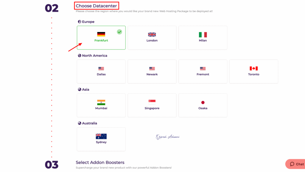 Step 5 Select the Data Centers