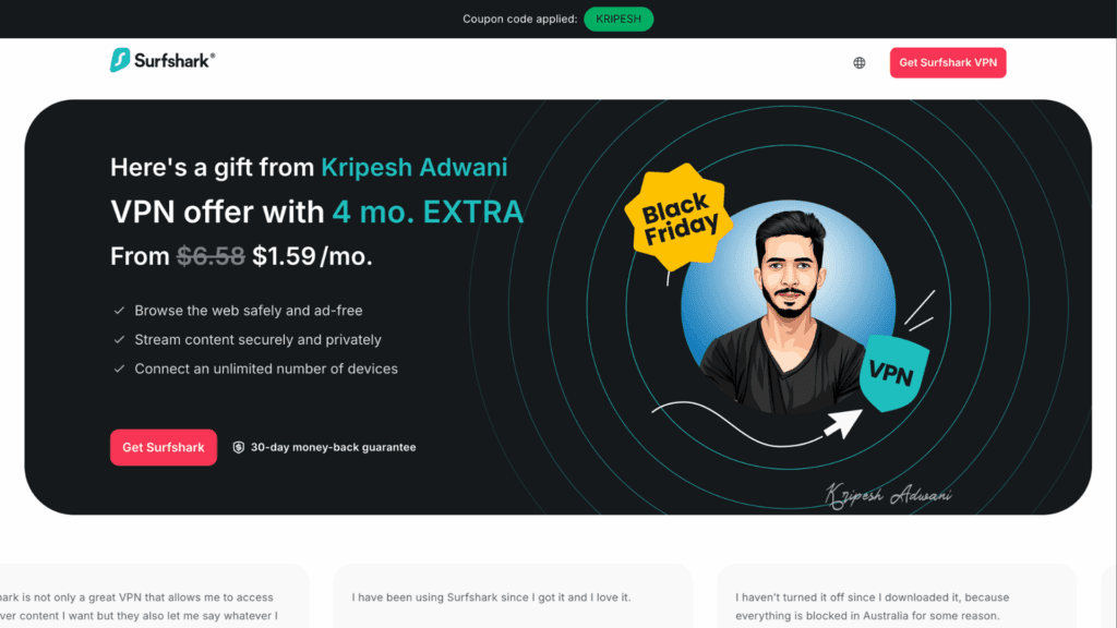 Surfshark Black Friday Deal 2025 (Up to 90% OFF + 4 Months FREE) 1 Surfshark Black Friday Deal 2025