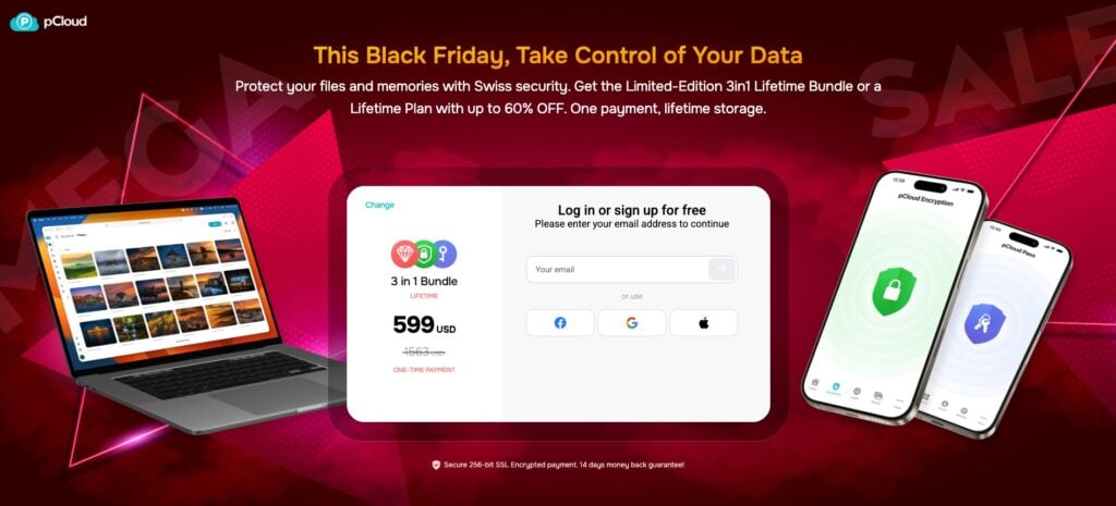 pCloud enter login credentials
