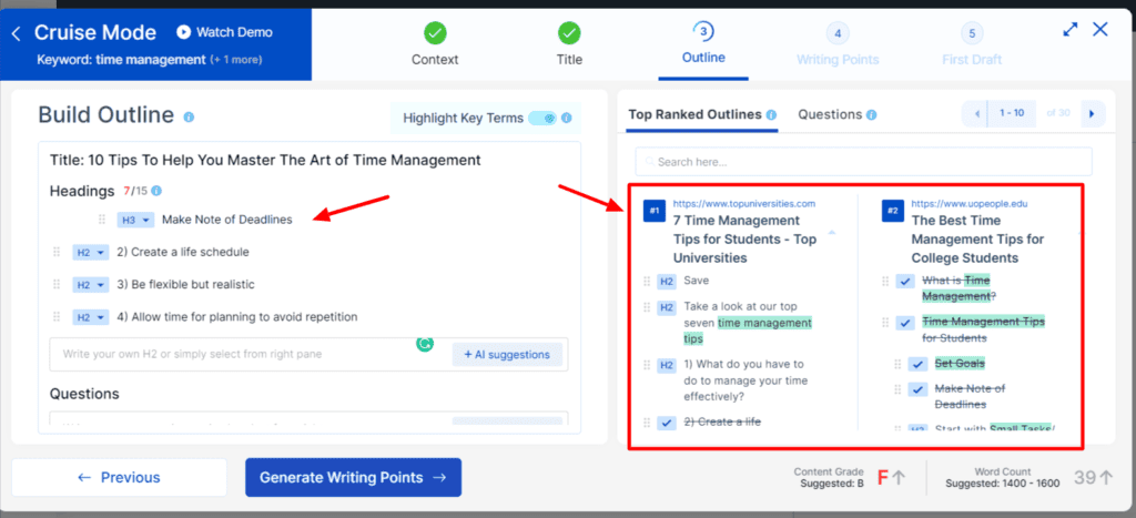 Scalenut Review (2026) - Best AI Writer For Long Form & SEO? 31 Building an Outline in Scalenut