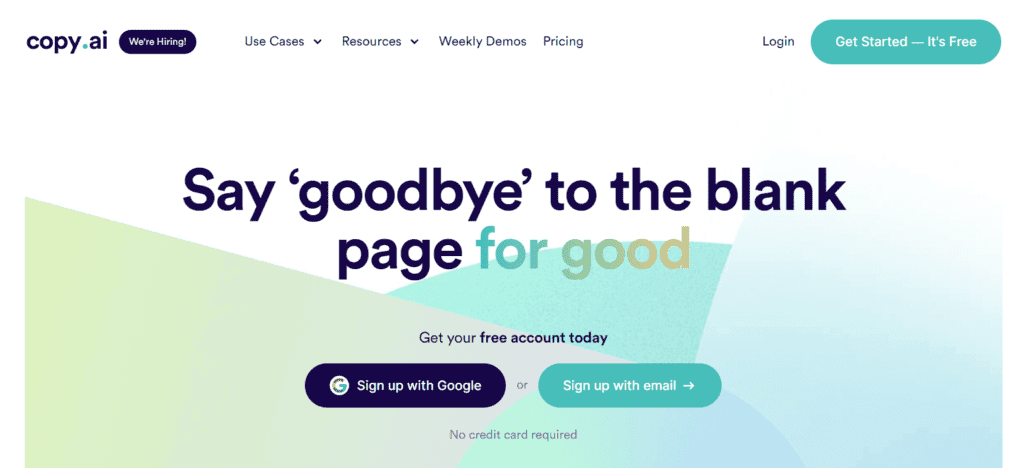 11 Best FREE AI Content Generator Tools (2026) - Free AI Tools For Content Creation 1 CopyAI Homepage