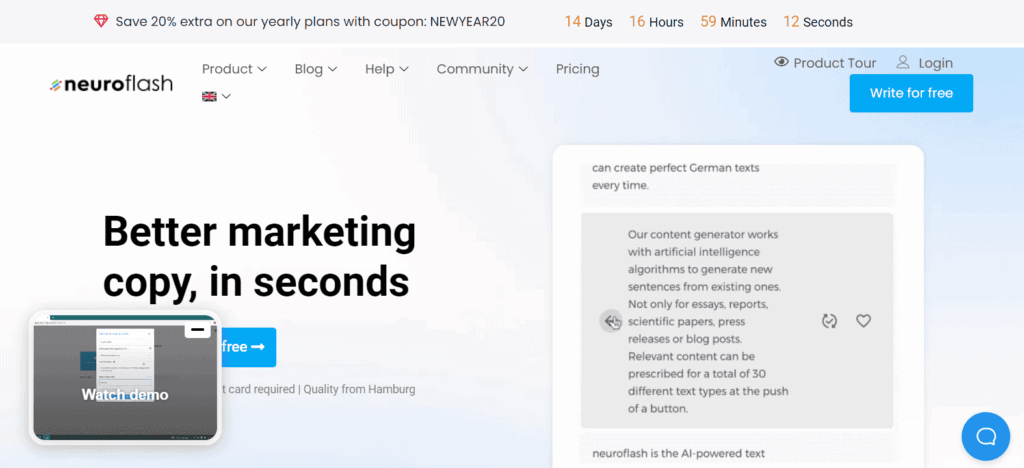 11 Best FREE AI Content Generator Tools (2026) - Free AI Tools For Content Creation 11 Neuroflash Homepage