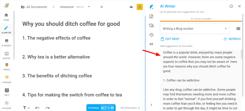 11 Best FREE AI Content Generator Tools (2026) - Free AI Tools For Content Creation 13 Neuroflash Long form writer