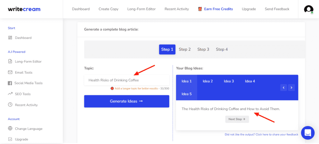 Writecream Review (2026) - Is Lifetime Deal Worth It? 29 Writecream Generating Blog Ideas