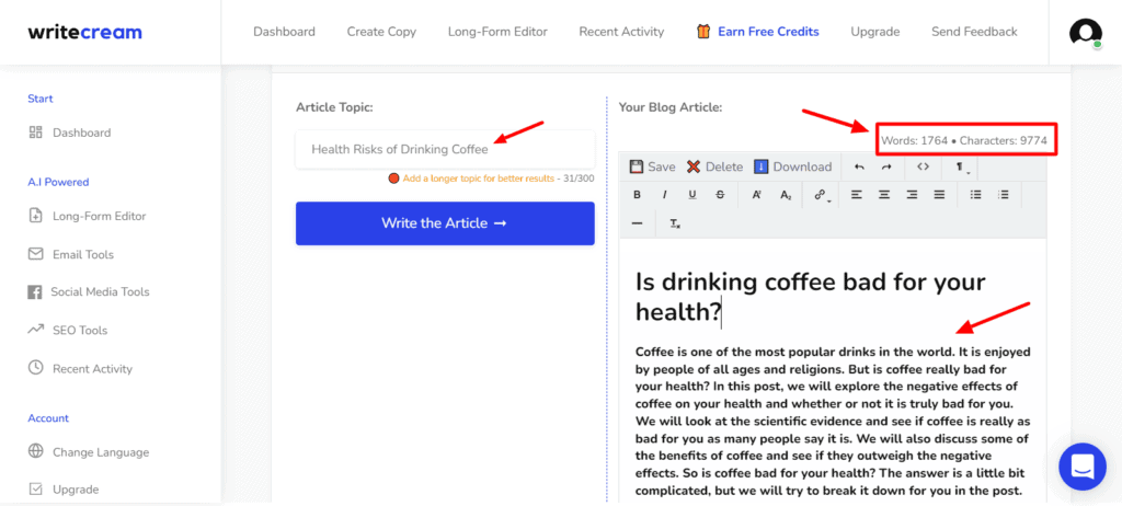 Writecream Review (2026) - Is Lifetime Deal Worth It? 33 Writecream Instant Article Writer