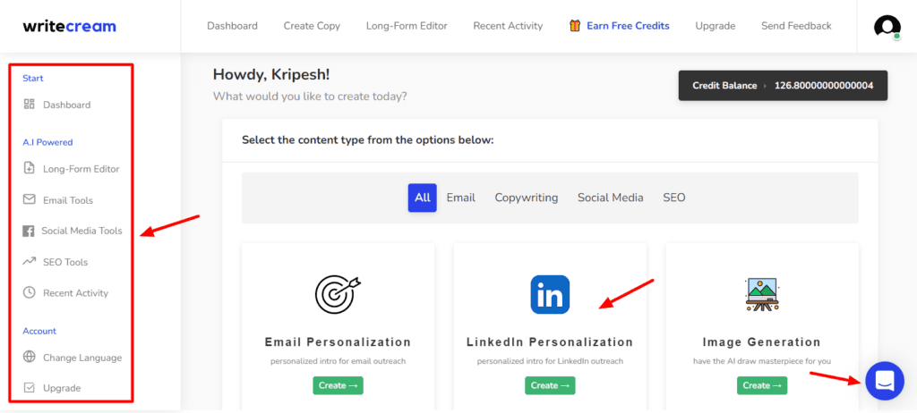 Writecream Review (2026) - Is Lifetime Deal Worth It? 2 Writecream User Interface