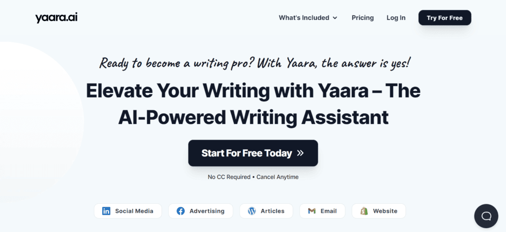 11 Best FREE AI Content Generator Tools (2026) - Free AI Tools For Content Creation 20 Yaara AI homepage
