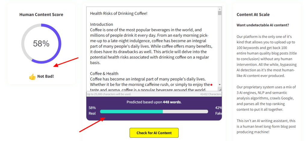 Content at Scale AI Detector