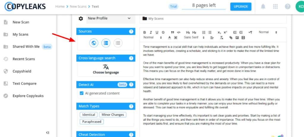 Copyleaks Content Detector