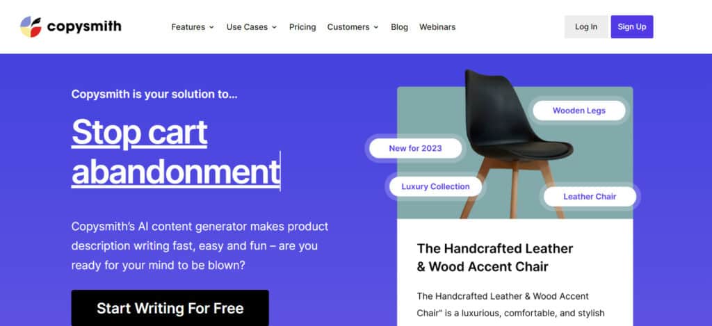 11 Best FREE AI Content Generator Tools (2026) - Free AI Tools For Content Creation 42 Copysmith homepage