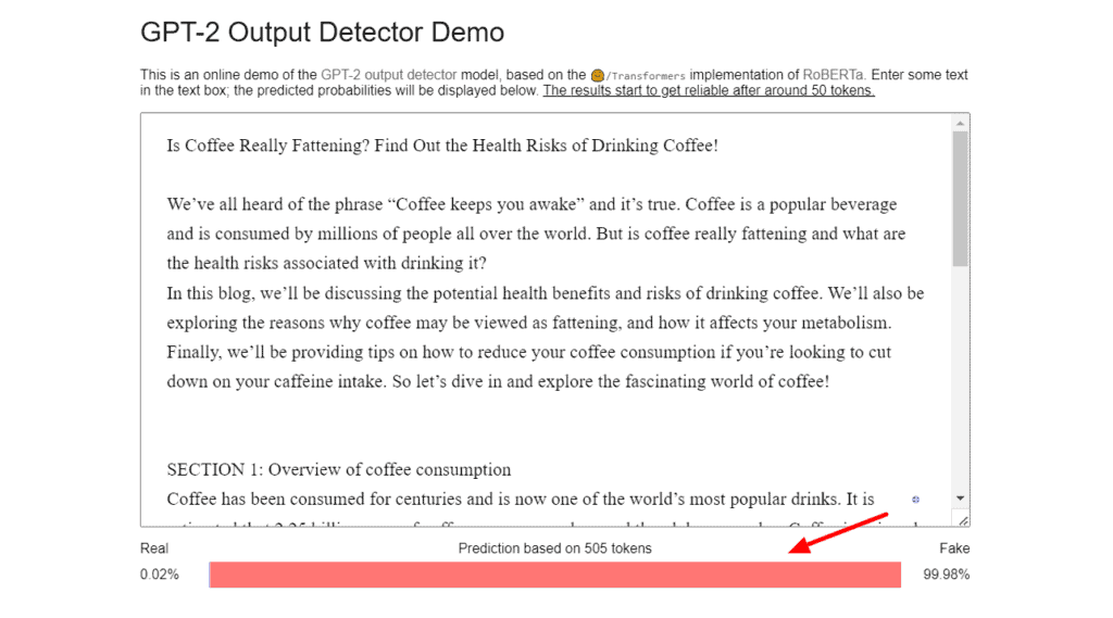 GPT2 Output Detector