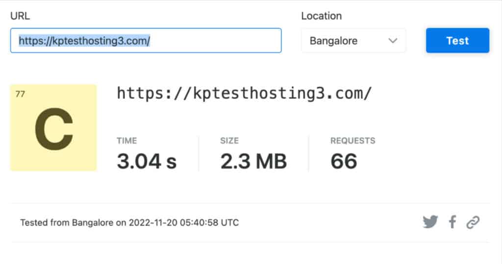 InMotion Speed Test- Bangalore