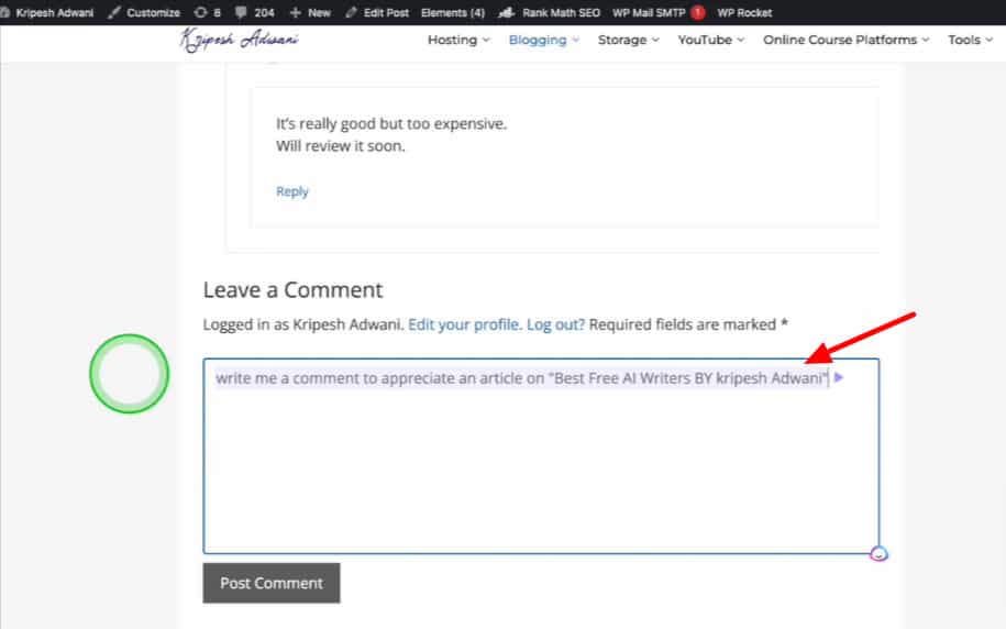 Jasper Chrome Extension input