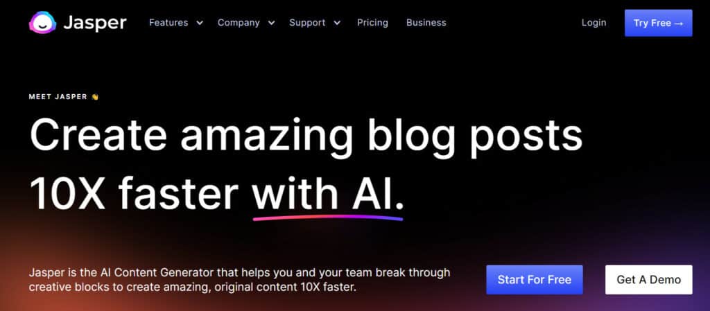 11 Best FREE AI Content Generator Tools (2026) - Free AI Tools For Content Creation 39 Jasper AI homepage
