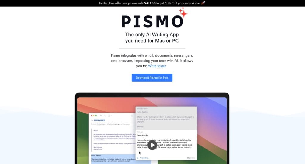 Pismo homepage